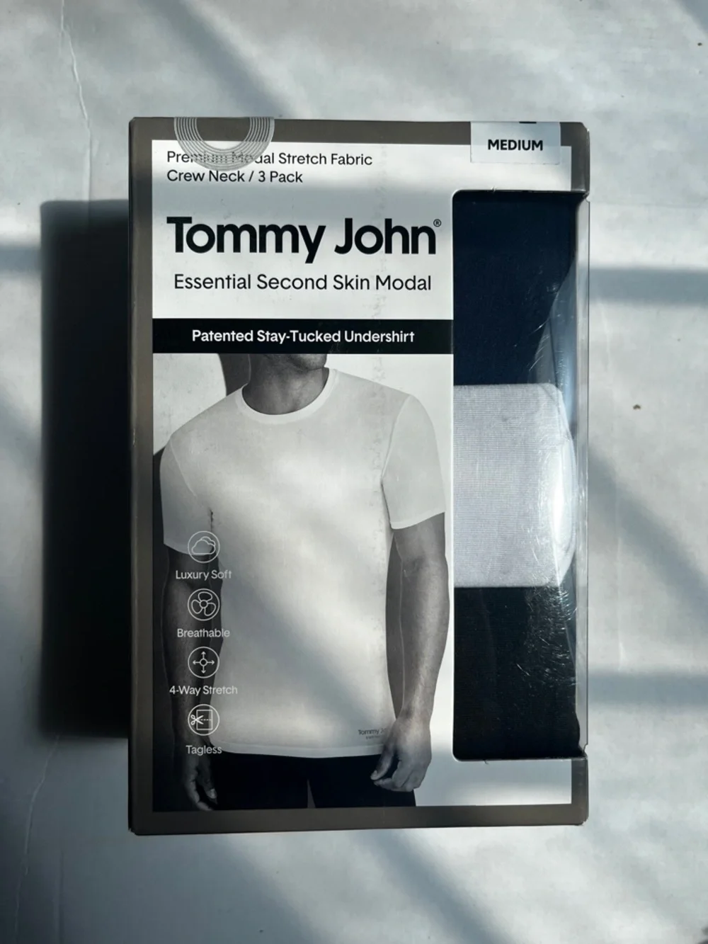 Tommy John Men's 3 Pack Second Skin Crewneck Undershirts - Navy, White, Gray
